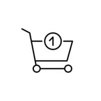 Shopping Cart by One Number Simple Minimalistic Outline Icon. Suitable for books, stores, shops. Editable stroke in minimalistic outline style. Symbol for design vector