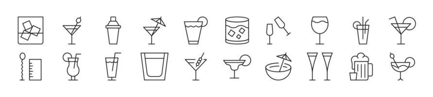 Various beverages Line Icons collection. Editable stroke. Simple linear illustration for web sites, newspapers, articles book vector