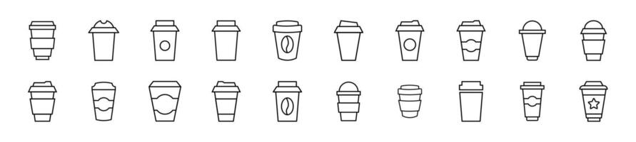 Images of coffee. Drawn with Thin Line. Editable stroke. Simple linear illustration for stores, shops, banners, design vector