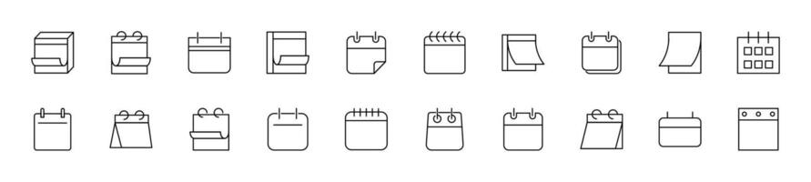 imágenes de calendarios dibujado con Delgado línea. editable ataque. sencillo lineal ilustración para historias, tiendas, pancartas, diseño vector