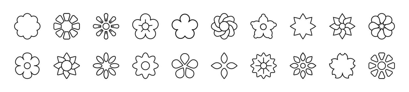 Flower line Icons collection. Editable stroke. Simple linear illustration for web sites, newspapers, articles book vector