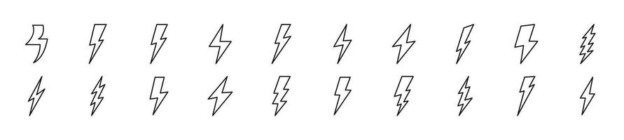 Lightning line icons collection. Editable stroke. Simple linear illustration for web sites, newspapers, articles book vector