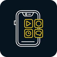 Mobile application Line Yellow White Icon vector