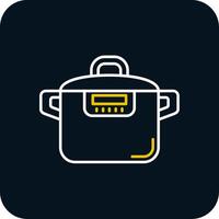 Pressure cooker Line Yellow White Icon vector