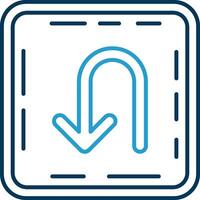 U turn Line Blue Two Color Icon vector