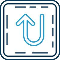 U turn Line Blue Two Color Icon vector