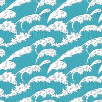 Sea waves seamless pattern. Ocean water wave lines, raging curve sea waves, summer beach waves storm texture vector background illustration
