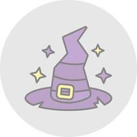 Witch hat Line Filled Light Circle Icon vector