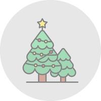 Navidad árbol línea lleno ligero circulo icono vector