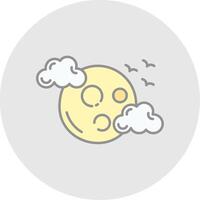 Full moon Line Filled Light Circle Icon vector