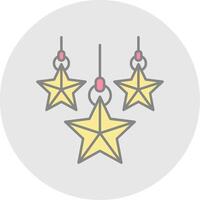 Navidad estrella línea lleno ligero circulo icono vector