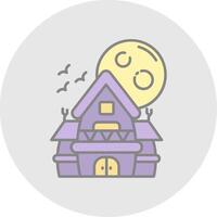 Haunted house Line Filled Light Circle Icon vector