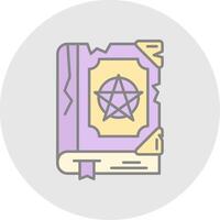 magia libro línea lleno ligero circulo icono vector