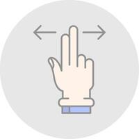 Two Fingers Horizontal Scroll Line Filled Light Circle Icon vector