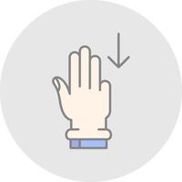 Three Fingers Down Line Filled Light Circle Icon vector