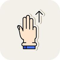 Three Fingers Up Line Filled White Shadow Icon vector