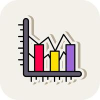 Bar chart Line Filled White Shadow Icon vector