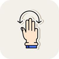 Three Fingers Rotate Line Filled White Shadow Icon vector