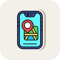 Map location Line Filled White Shadow Icon vector