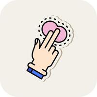 Two Fingers Tap Line Filled White Shadow Icon vector