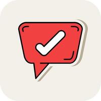 Check sign Line Filled White Shadow Icon vector