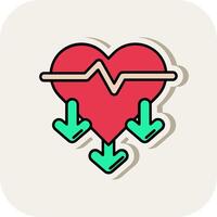 Heart rate Line Filled White Shadow Icon vector