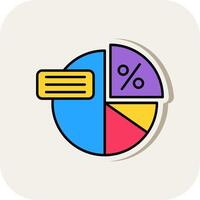 Pie graph Line Filled White Shadow Icon vector