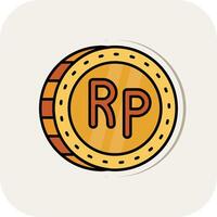 Indonesian rupiah Line Filled White Shadow Icon vector