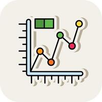 Line graph Line Filled White Shadow Icon vector