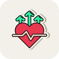 Heart rate Line Filled White Shadow Icon vector