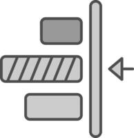 Derecha alineación línea lleno escala de grises icono vector