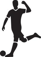 fútbol jugador actitud vector icono en plano estilo negro color silueta, blanco antecedentes 13