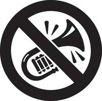 Do not use horn icon vector silhouette, black color, stop horn, white background 12