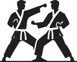 minimal karate fighting vector icon in flat style black color silhouette, white background 9