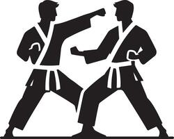 minimal karate fighting vector icon in flat style black color silhouette, white background 9