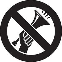 Do not use horn icon vector silhouette, black color, stop horn, white background 11