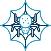 araña web línea azul dos color icono vector
