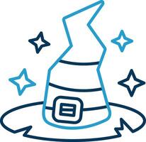 Witch hat Line Blue Two Color Icon vector