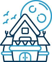 Haunted house Line Blue Two Color Icon vector