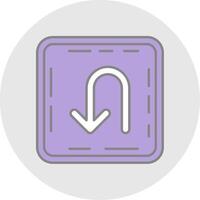 U turn Line Filled Light Circle Icon vector