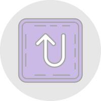 U turn Line Filled Light Circle Icon vector