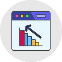 Bar chart Line Filled Light Circle Icon vector