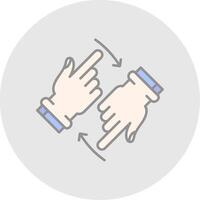 Rotate Two Hands Line Filled Light Circle Icon vector