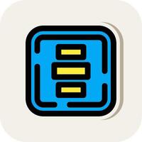 Horizontal Alignment Line Filled White Shadow Icon vector