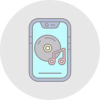 música jugador línea lleno ligero circulo icono vector