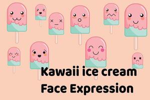 kawaii hielo crema cara expresión vector