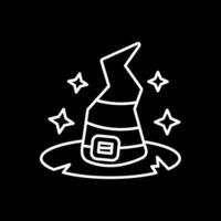 icono de línea de sombrero de bruja invertida vector