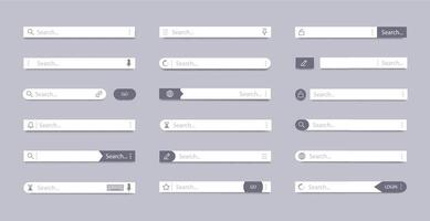 Search bar. Address search field, interface bar ui navigation, web concept with tab text boxes, mobile bar page elements vector symbols set