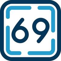 Sixty Nine Line Blue Two Color Icon vector