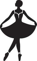 bailarina danza vector icono en plano estilo negro color silueta blanco antecedentes 40